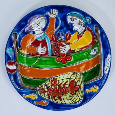 Piatto Tondo DS 25 cm PT25DS-18 Pescatori di aragoste Piatto Tondo DS 25 cm PT25DS-18 Pescatori di aragoste